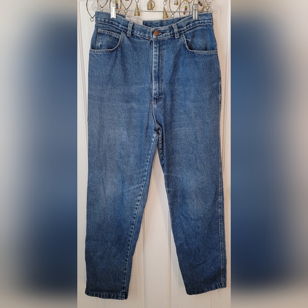 80s 90s Vintg Relaxed Fit Mom Jean's Womens 16 Medium Wash High Rise Straight Le